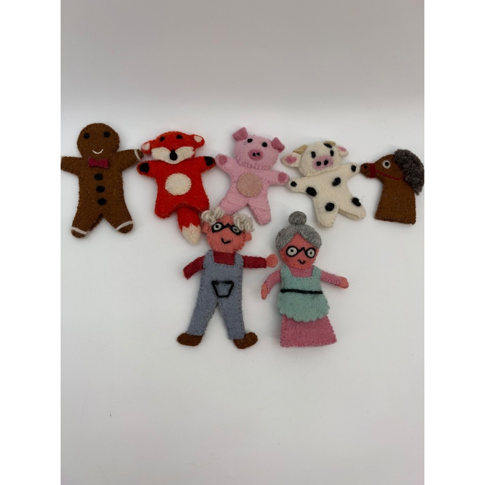 Felt Gingerbread Man Finger Puppet Set Storytelling Pretend Playtime Childrens